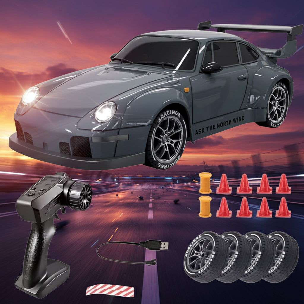 New RC Drift Car 4WD 1:24 Scale Remote Control Car with LED Lights 2.4Ghz 20KM/H RC Car Drifting Tires Racing Sport Vehicle Toy