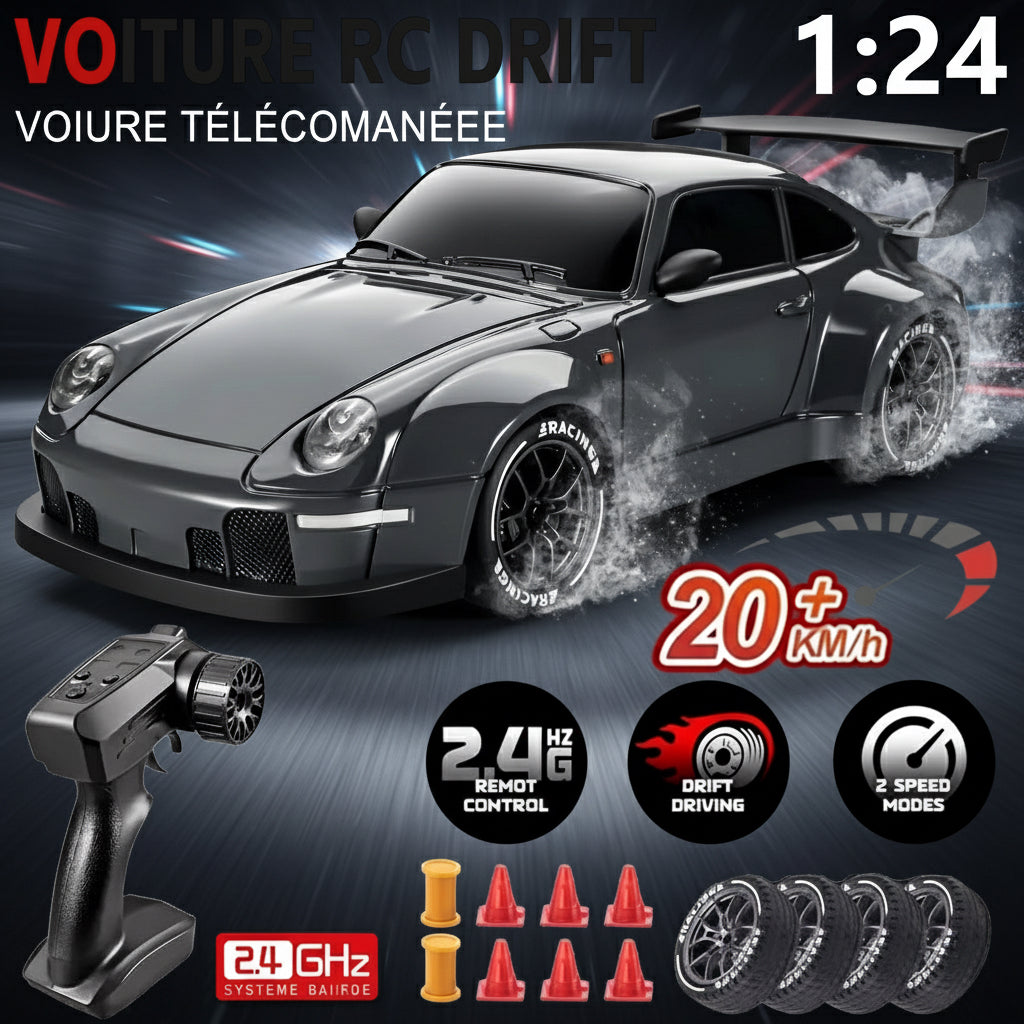 New RC Drift Car 4WD 1:24 Scale Remote Control Car with LED Lights 2.4Ghz 20KM/H RC Car Drifting Tires Racing Sport Vehicle Toy