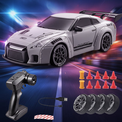 New RC Drift Car 4WD 1:24 Scale Remote Control Car with LED Lights 2.4Ghz 20KM/H RC Car Drifting Tires Racing Sport Vehicle Toy