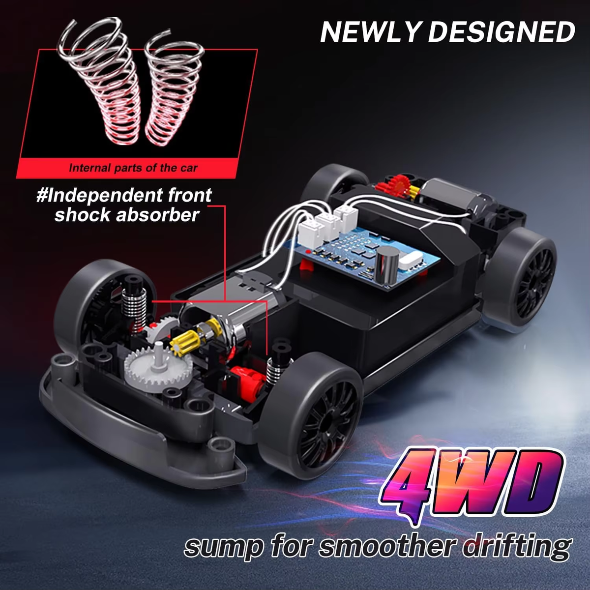 New RC Drift Car 4WD 1:24 Scale Remote Control Car with LED Lights 2.4Ghz 20KM/H RC Car Drifting Tires Racing Sport Vehicle Toy