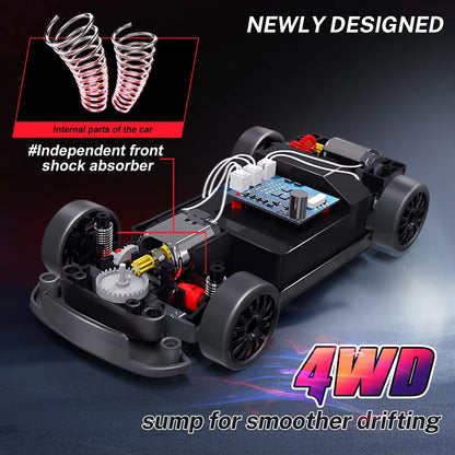 New RC Drift Car 4WD 1:24 Scale Remote Control Car with LED Lights 2.4Ghz 20KM/H RC Car Drifting Tires Racing Sport Vehicle Toy